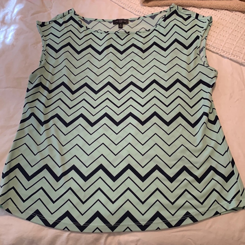 The Limited Green and Black Chevron Top